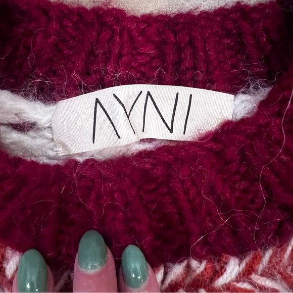 AYNI red cream orange crop stripe sweater xsmall - Picture 3 of 5